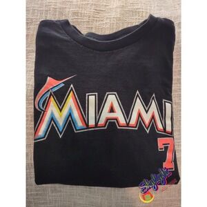 Mlb Black Baseball Miami Marlins Jose Reyes #7 T-Shirt Youth Short Sleeve Size L